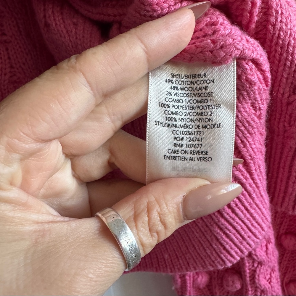 Alice + Olivia Pink Kitty Puff-Sleeve Cardigan Size Large - Picture 6 of 11